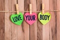 Love your body heart shaped note Royalty Free Stock Photo