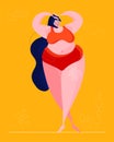 Love your body. Vector illustration of body positive movement and beauty diversity of different women in the flat style. Love
