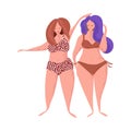 Love your body. Vector illustration of body positive movement and beauty diversity of different women in the flat style