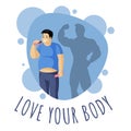 Love your body vector illustration with typography. Appetite correction, diet and weight loss control concept.