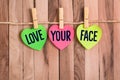 Love your face heart shaped note Royalty Free Stock Photo