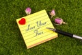 Love your face note Royalty Free Stock Photo