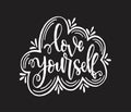 Love Yourself. Hand drawn expressive phrase. Modern brush pen lettering Royalty Free Stock Photo