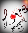 Love yourself calligraphy ,handwritten text