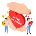 Love Yourself Isometric Composition Royalty Free Stock Photo