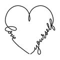 Love yourself motivational concept. Self love design template with lettering and heart