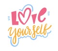 Love Yourself Phrase. Hand drawn vector lettering. Motivational quote. Modern brush Royalty Free Stock Photo