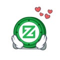 In love Zcoin mascot cartoon style