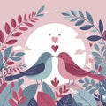 lovebirds amidst vibrant flora, offering a delightful Valentine's Day