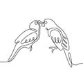 Kissing birds continuous line vector illustration Royalty Free Stock Photo