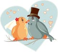 Lovebirds Vector Cartoon Wedding Invitation