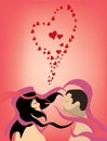 In loved couple dreaming about kiss