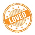 LOVED text written on orange grungy round stamp