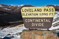 Loveland Pass Continental Divide Sign Royalty Free Stock Photo