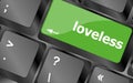 Loveless on key or keyboard showing internet dating concept Royalty Free Stock Photo