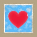 Loveletter: stamp with red heart on envelope Royalty Free Stock Photo