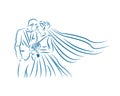 Lovelly Couple Wedding Line Art Logo