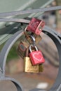 Lovelocks on the Eiserner Steg Bridge in Frankfurt, Germany