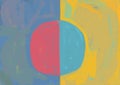 Lovely abstract art with round shapes and square and primary color inspired by Mondrian and Delaunay art, illustration, abstract