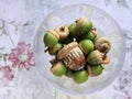 Lovely acorns in wine glass