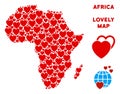 Vector Love Africa Map Mosaic of Hearts