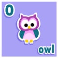 Adorable printable alphabet letters - letter O - illustration - adorable little owl