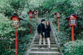 Lovely asain couple at Nanzo-in Temple Royalty Free Stock Photo