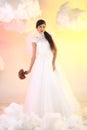 Lovely Asian Beautiful Woman bride white wedding Royalty Free Stock Photo