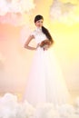 Lovely Asian Beautiful Woman bride white wedding Royalty Free Stock Photo