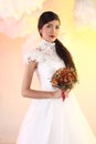 Lovely Asian Beautiful Woman bride white wedding Royalty Free Stock Photo