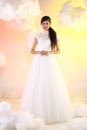 Lovely Asian Beautiful Woman bride white wedding Royalty Free Stock Photo