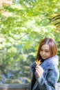 Lovely Asian girl in style of japanese lady with acting Royalty Free Stock Photo