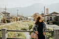 Lovely Asian girl in style of japanese lady with acting Royalty Free Stock Photo