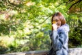 Lovely Asian girl in style of japanese lady with acting Royalty Free Stock Photo