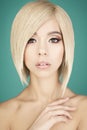 Lovely asian woman with blonde short hair Royalty Free Stock Photo