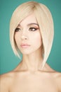 Lovely asian woman with blonde short hair