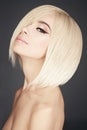 Lovely asian woman with blonde short hair Royalty Free Stock Photo