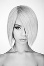 Lovely asian woman with blonde short hair