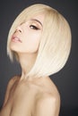 Lovely asian woman with blonde short hair Royalty Free Stock Photo