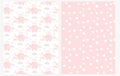 Lovely Baby Elephant Seamless Vector Pattern. Cute Little Pink Elephants Among Clouds on a White Background. Royalty Free Stock Photo