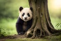 lovely baby Panda on the tree Ai generated