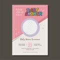 Lovely Baby Shower invitation card with cartoon style