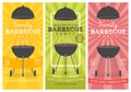 Lovely barbecue party invitation design template set. Trendy BBQ cookout poster design