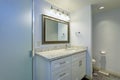 Lovely bathroom with soft blue walls paint color