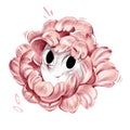 Lovely black eyed pink flower smiling face artistic pencil illustration drawing