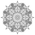 Lovely black and white mandala Antistress coloring for adults. Vector design