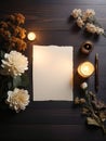 Lovely Blank parchment on old wood table background