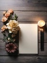 Lovely Blank parchment on old wood table background