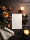 Lovely Blank parchment on old wood table background