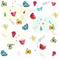 Lovely blossom spring flowers vector pattern background